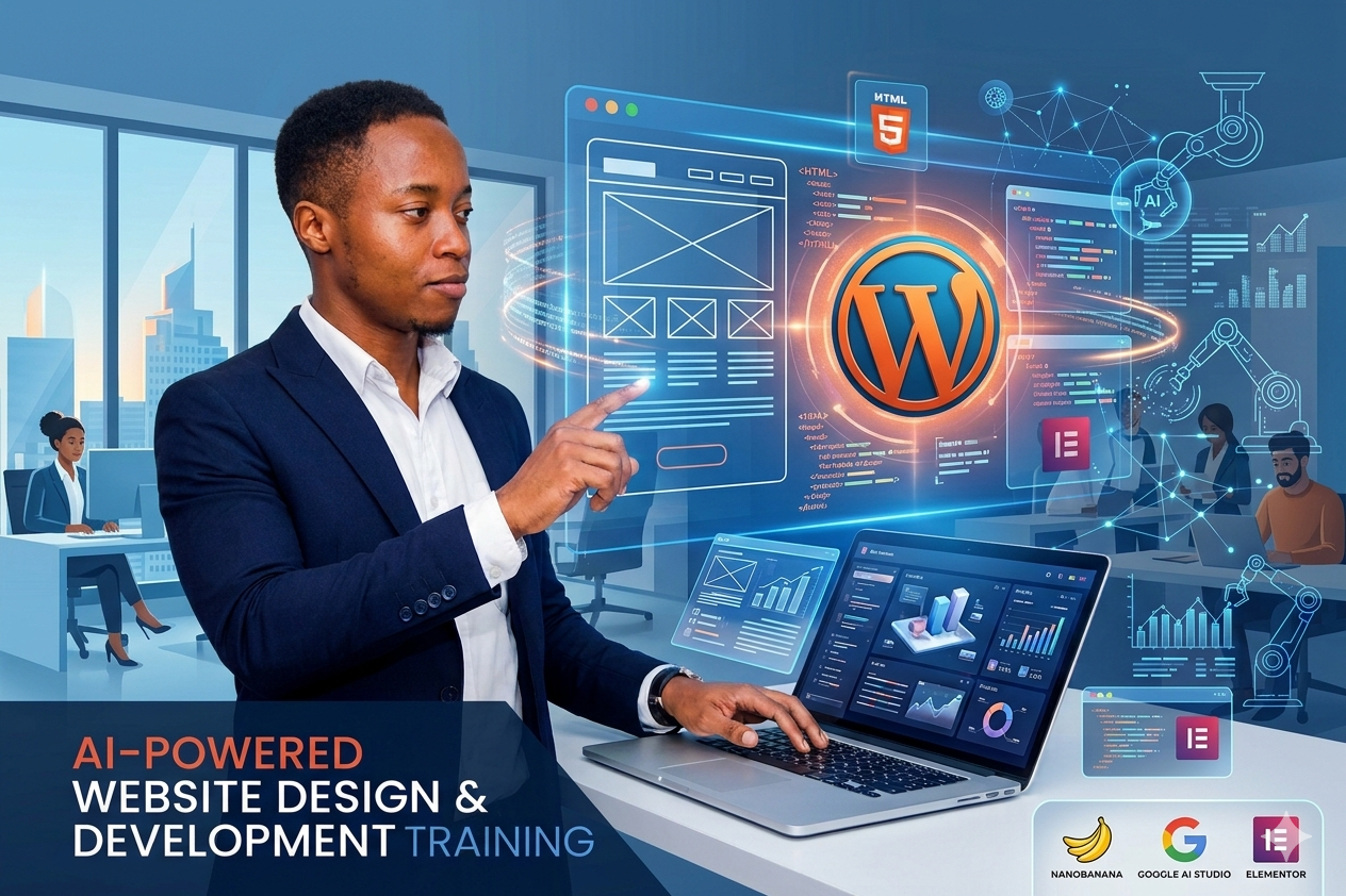 Web design training example showing landing page structure